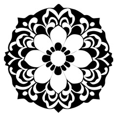 Flower clipart vector design black and white