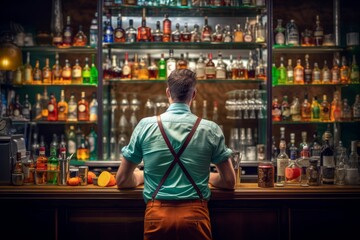 Fototapeta premium Bartender bar. Generate Ai