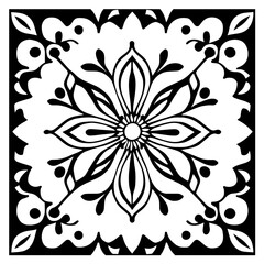 Fototapeta premium Flower clipart vector design black and white