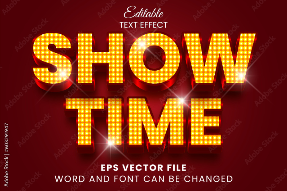 Fototapete retro style show time 3d vector text effect