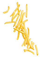 French fries splashing isolated - obrazy, fototapety, plakaty