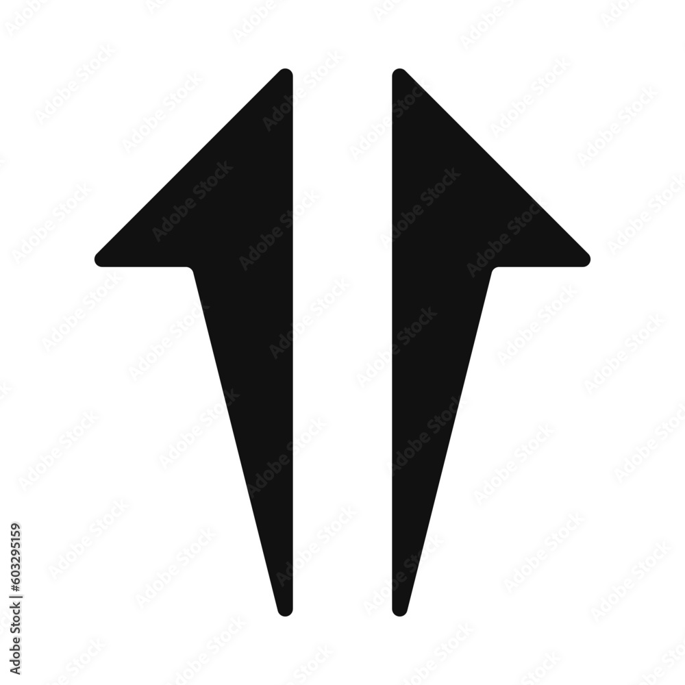 Poster upward pointing rounded split bursting arrow