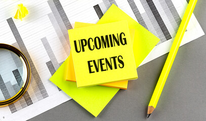 UPCOMING EVENTS text on sticky on sticky on chart with pen