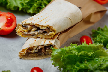 Shawarma sandwich gyro fresh roll of lavash chicken beef shawarma falafel RecipeTin Eatsfilled with...