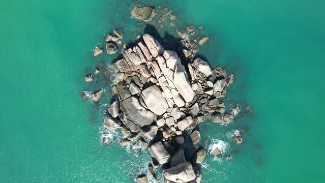 Aerial footage of Orchard Rocks Magnetic Island Queensland Australia