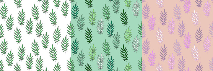 Vector seamless half-drop pattern, with leaves 