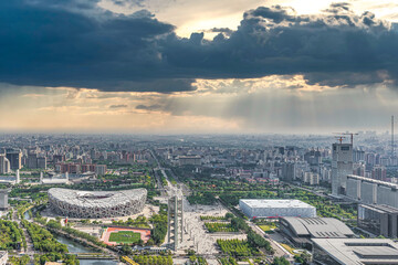 Panoramic view of Bird's Nest Water Cube in Beijing