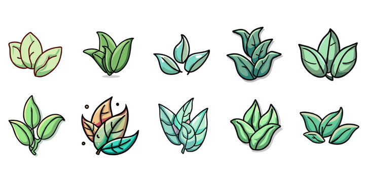 The green tea leaves isolated vector collection