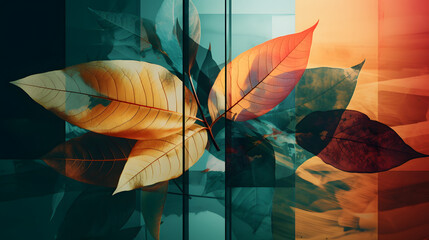 Abstract modern leaf collage. Generative AI