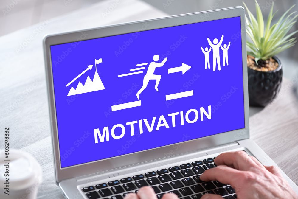 Poster Motivation concept on a laptop screen