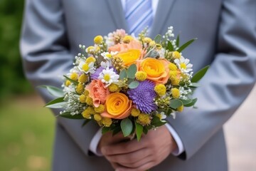 Wedding bouquet of flowers, generative ai
