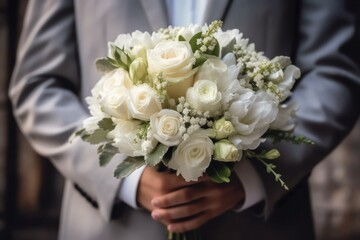 Obraz na płótnie Canvas Wedding bouquet of flowers, generative ai