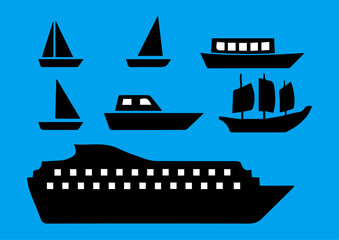 vector ship, sea, yacht illustration design