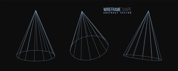 Wireframe shape. Futuristic hud element. Geometric grid. Vector illustration.