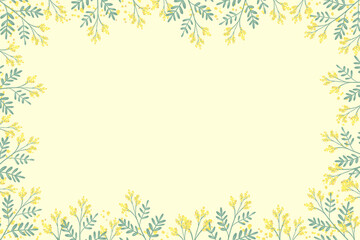 シンプル　黄色の花と葉のフレーム
