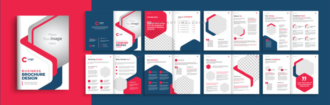 Company Profile brochure template layout with unique and professional design, Multipages brochure layout with Yellow red-orange color shape 