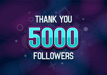 5000 followers. Poster for social network and followers. Vector template for your design.