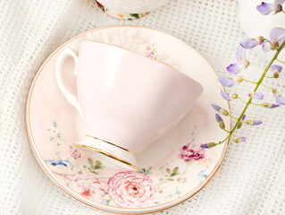 Decorative pink porcelain cup