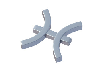 Obraz premium Astrological sign pisces isolated on white background. Metallic zodiac symbol. 3d render