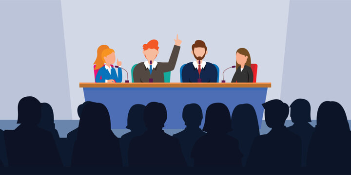 Political Candidates Speech In Front Of Audiences 2d Vector Illustration Concept For Banner, Website, Illustration, Landing Page, Flyer, Etc.