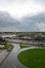 macro raindrop on window