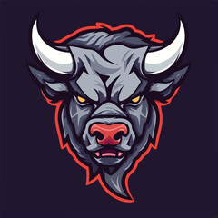 angry bull buffalo bison head e sport logo vector illustration © stylusstudio