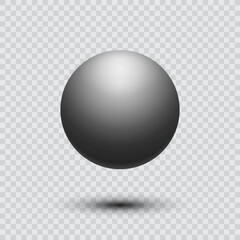 Black ball. Sphere on a transparent background. Vector for your graphic design.