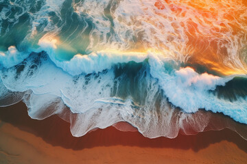 Capture the beauty of ocean waves on a beach at sunset