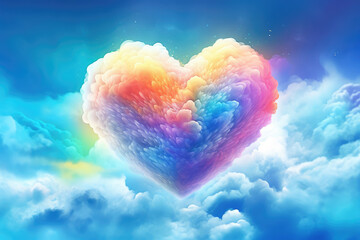 Capture the beauty of a rainbow heart cloud