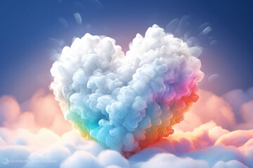 Capture the beauty of a rainbow heart cloud