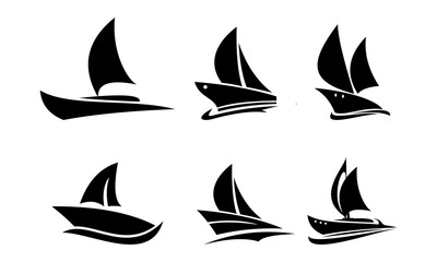 set vector of sailing ship logo