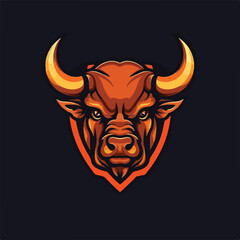 angry bull buffalo bison head e sport logo vector illustration