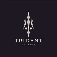 Trident line art logo icon design template