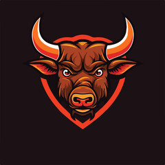 angry bull buffalo bison head e sport logo vector illustration