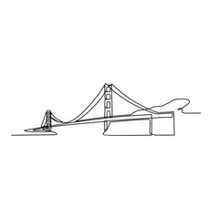 One continuous line drawing of bridge design illustration. Bridge architecht in simple linear style. Construction design concept. Vector illustration