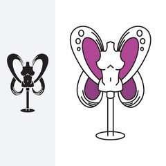 silhouette butterfly headless props Logo symbol and icon Template vector. logo with monoline style,
