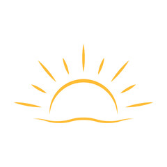A half sun is setting downwards icon vector sunset concept for graphic design, logo, web site, social media, mobile app, ui illustration