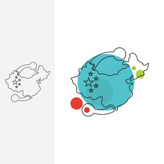 China Network map logo design template sign. solid color style,
