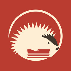 Hedgehog with book simple calm vector art logo.