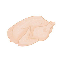 Whole Chicken Vector Illustration Isolated on White Background