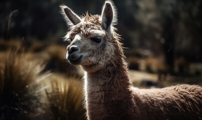 photo of llama in its natural habitat. Generative AI