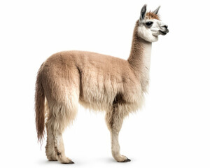 Fototapeta premium photo of llama isolated on white background. Generative AI