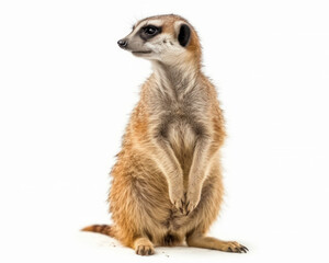 photo of meerkat isolated on white background. Generative AI