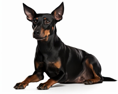 photo of Manchester terrier isolated on white background. Generative AI
