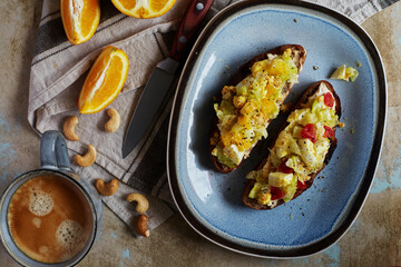 delicious brunch: homemade open faced sandwiches