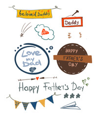 Lettering , inscriptions for Father 's Day . Happy Father's Day. Checkboxes. A paper airplane . I love Dad