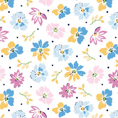 Colorful decorative polka dot daisies pattern