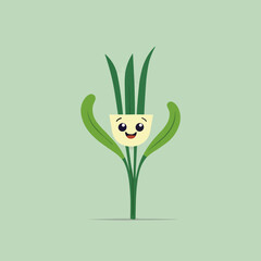 Happy leek vedgetable logo simple minimalistic vector art logo