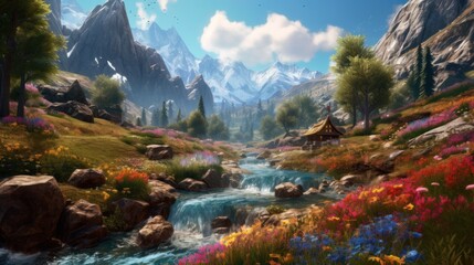 Fototapeta na wymiar Beautiful Scenery Game Art