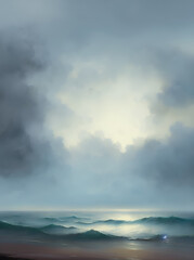 Fototapeta na wymiar Storm sea lanscape. AI generated illustration